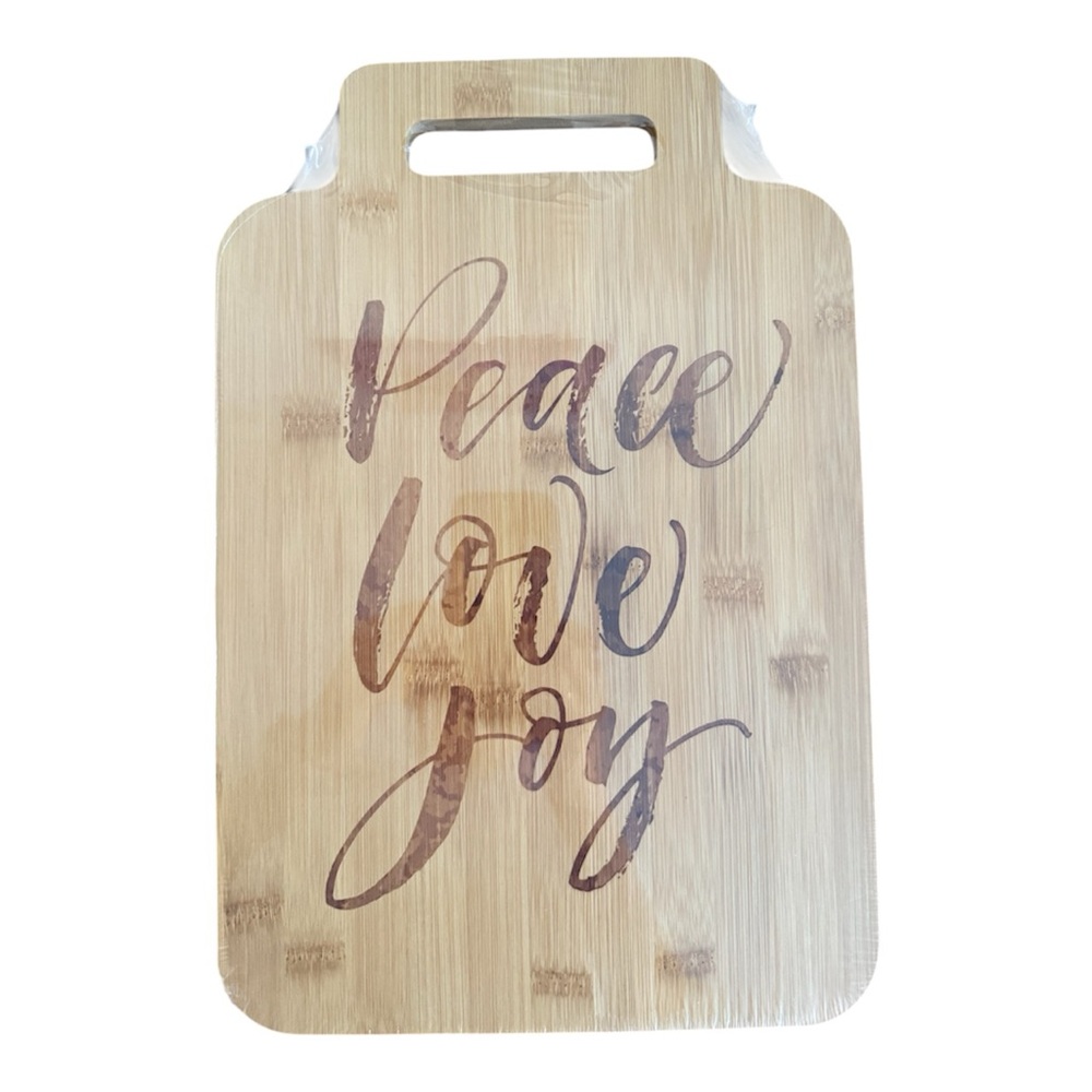 Bamboo Cutting Board with Peace Love Joy Design